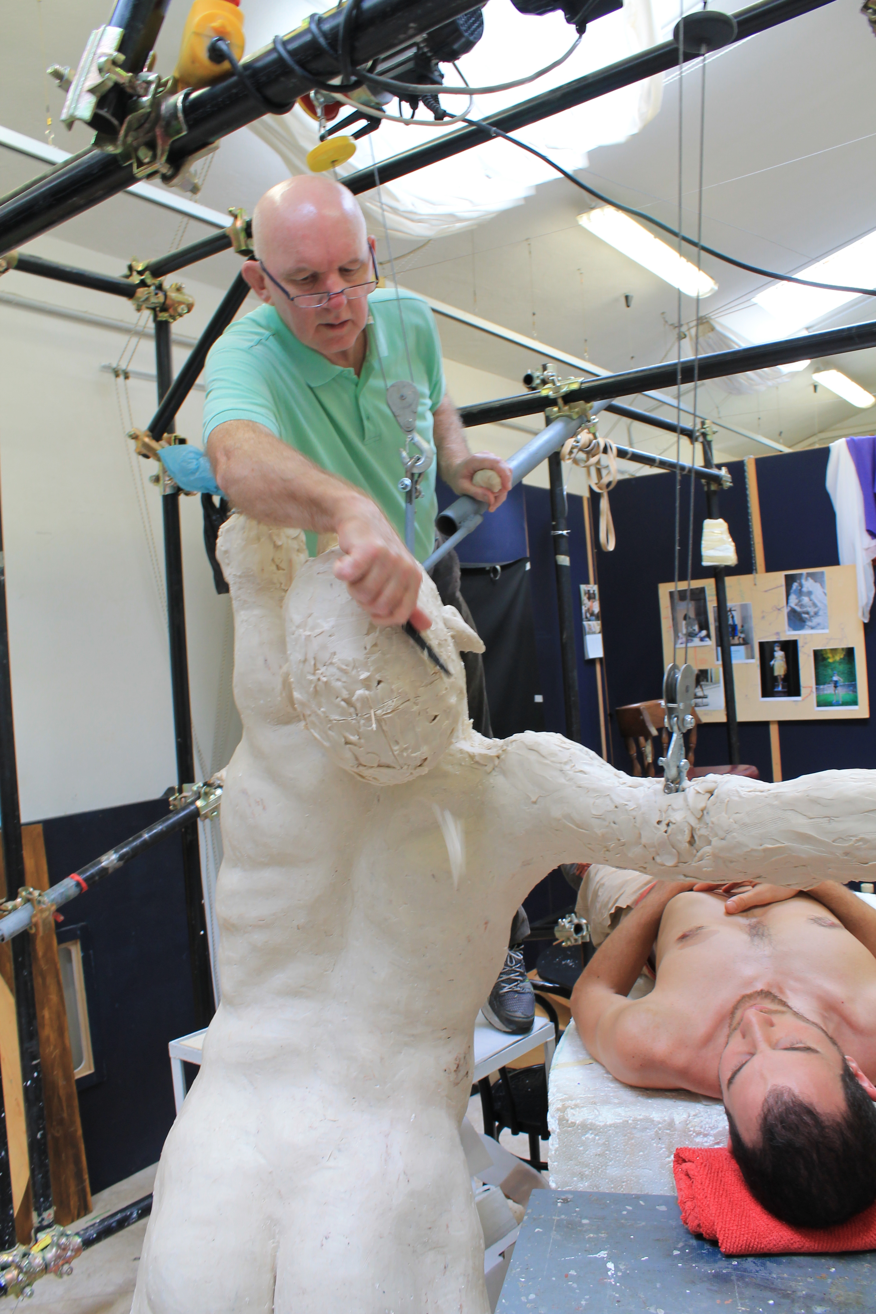 Paddy Campbell working on a sculpture in his studio