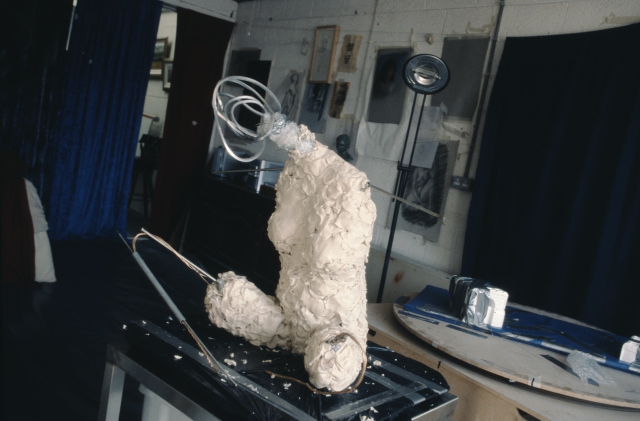 The wax torso of “Mother” begins to take form as Paddy Campbell starts work at his Fairview studio in Dublin